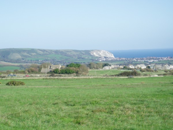 View of Swanage Bay and Ballard Down to the left